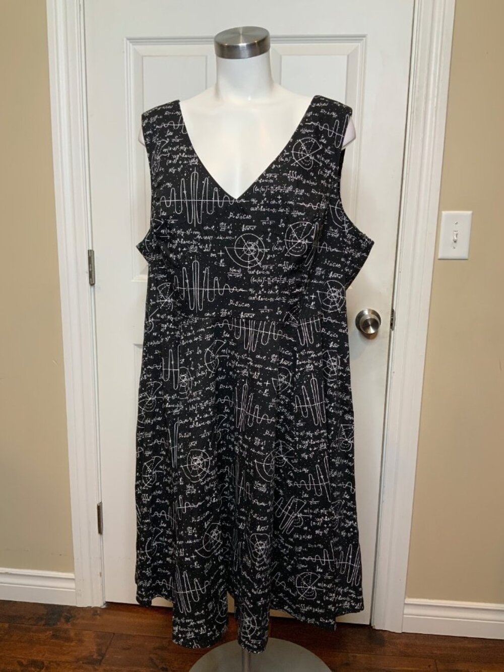 Eva Rose Black Equations Skater Dress, Size 3X